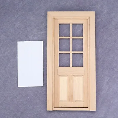 AirAds Dollhouse DIY 1:12 Scale Miniature Interior Door 6 Panes Unfinished Wood • $7.80