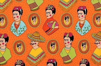 Alexander Henry Folklorico Fantastico Frida Orange Cotton Fabric BTY • $15.95