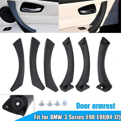 $38.99 • Buy 6 Pcs Inner Door Panel Handle Pull Interior Trim Cover For BMW E90 06-11 Black