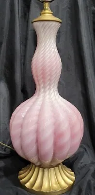 MID CENTURY RIBBED /NAILSEA Pink MURANO GLASS TABLE LAMP GOLD FLECK STUNNING 31  • $499.99