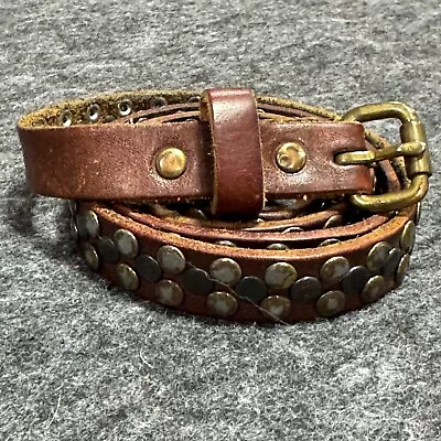J Crew Woman Belt Brown Leather Metal Studded Belt Size Small • $18.74