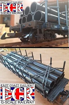 G SCALE 45mm GAUGE FLATBED WITH 7 PIPE LOAD RAILWAY TRUCK GARDEN TRAIN FLAT BED • £32.99