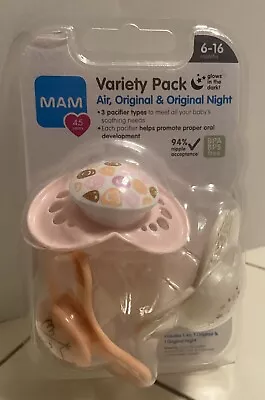 3 MAM Variety Pack Pacifiers Glows In Dark 6-16 Months • $12.50