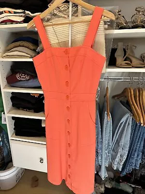 Amanda Uprichard Dress Small Button Front Orange Knee Length • $50