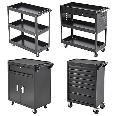Large Steel Tool Trolley Cabinet With Wheels Workshop Storage Chest Carrier Cart • £39.95
