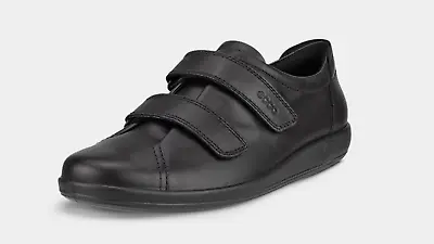 Ecco Womens Soft 2.0 Black Leather Walking Shoe EU 40 UK 6.5/7 BNWOT £100 • £65