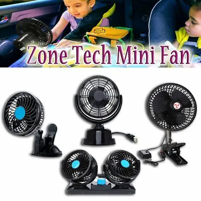 Zone Tech 12V Oscillating Speed Ventilation Air Car Truck Fan Clip Suction USB • $18.99