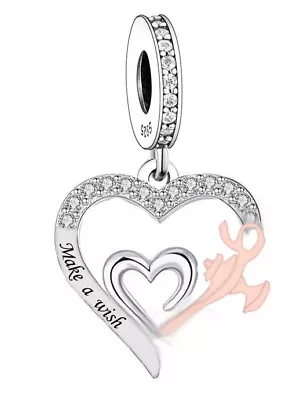 Sterling Silver 925 🌸 Genie Lamp Make A Wish Heart Charm Gift • £15.99