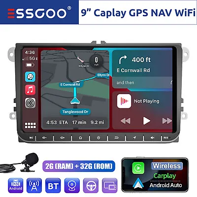 9  Android 13 Carplay Stereo Radio GPS 2+32G For VW Golf MK5 MK6 Polo Jetta T5 • $114.48