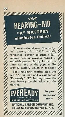 1948 Eveready Hearing Aid A Battery Eliminates Fading Vintage Print Ad C5 • $7.99