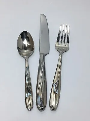Salad Fork Dinner Knife Teaspoon 3 Mikasa 18/10 Stainless Cocoa Blossom Flatware • $9.29