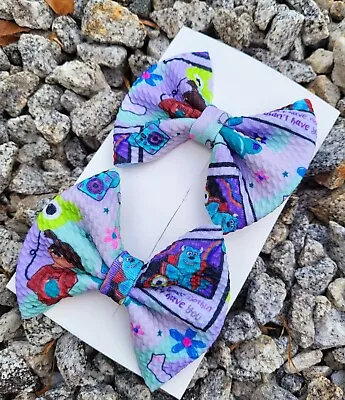 Monster Inc Fabric Pigtail Bow/Hair Bow 4 Inches • $7