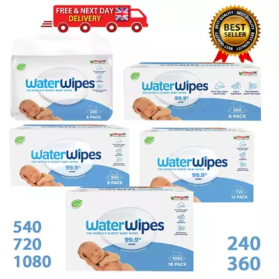 WaterWipes Original Plastic Free Baby Wipes 99.9% Water Based Wet Wipes UK 🔥 • £15.99