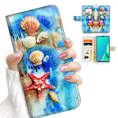 ( For Samsung S7 ) Wallet Flip Case Cover AJ23768 Starfish Shell Beach • $12.99