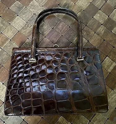 Ladies Vintage 40’s Brown Crocodile Purse • $45