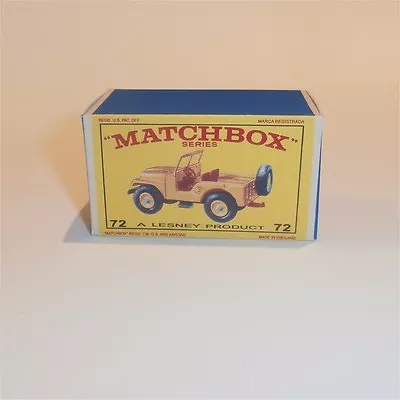 Matchbox Lesney 72 B Standard Jeep E Style Repro Box • $8.99