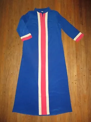 Vtg VANITY FAIR NIGHTGOWN Fleece Robe Pajamas 60s 70s Mod House Coat Zip SIZE 14 • $34.99