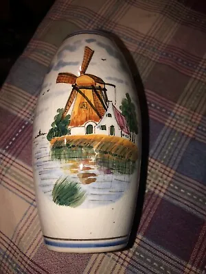 Vintage 6  Delft Polychrome Windmill Bud Vase Signed ***Read Below*** • $7