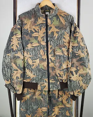 VTG CABELAS Sz Large Mens Camo Hunting Set Jacket Pants Made In USA Cotton/Poly • $231.80