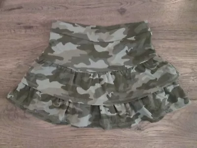 Girls Camouflage Skort Tiered Ruffle Skirt Green JUSTICE Kids Size 7 Bottoms • $12.99