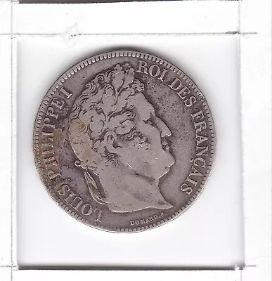 1834 France 5 Francs HUGE SILVER Coin Old Europe CROWN LOUIS PHILIPPE KING • $9.50