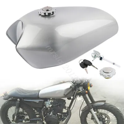 Silver Motorcycle Vintage 9L / 2.4Gal Fuel Tank & Tap For Honda CG125 Cafe Racer • $140.90