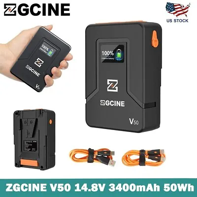 $94.99 • Buy ZGCINE V50 V-Mount Battery 50Wh 14.8V 3400mAh For BMPCC 4K 6K Pro Sony FX3 Canon