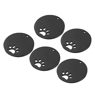 Metal Dog Paw Tags Stamping 1.18 X1.18  Black Blank Tags DIY Engraving 5pcs • $9.61