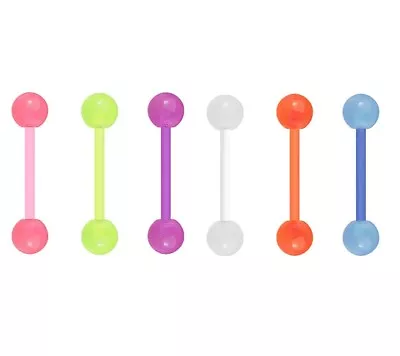 £3.59 • Buy Tongue Nipple Bars Flexi GLOW IN THE DARK Set Of 6