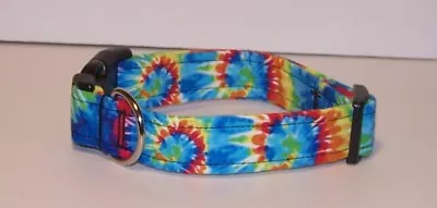 Wet Nose Designs Trippy Tie Dye Dog Collar BRIGHT Colors Retro Hippy Tie Die • $9.99