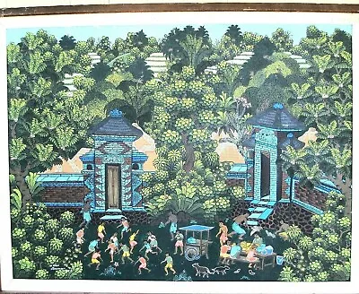 ORIGINAL OLD UBUD PAINTING SIGNED Folk Art Old Vintage Bali Indo Beautiful. • $225