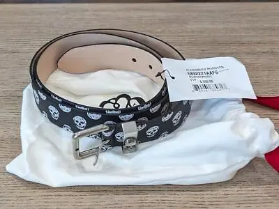 $550 Mens Alexander McQueen Skull Detail Leather Belt Black/White 100 US 40 • $299.99
