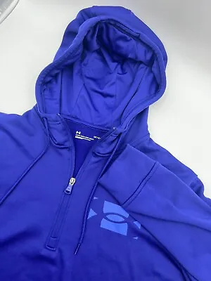 Under Armour 1/4 Zip Hoodie Sweatshirt Mens LG Blue Fleece Lined Large Loose • $26.17