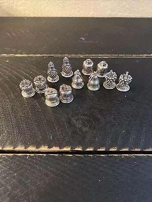 Vintage Solid Pewter Set Of 12 Detailed Fruit Style Place Card/ Recipe Holders • $11.99