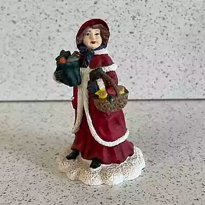 Mervyn's Village Square Woman Carrying Groceries 1995 Figurine Holiday Christmas • $16