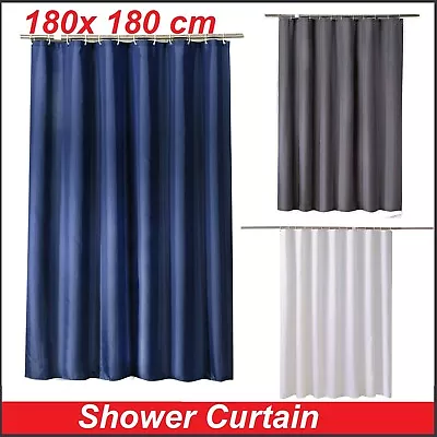 Extra Long Shower Curtain Waterproof Fabric With Hooks Weighted Hem 180x180cm AU • $18.99