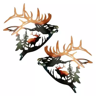 Set Of 2 Elk Wall Art Decor Deer Metal Wall Decor Rustic Cabin Hunting Decor ... • $36.79