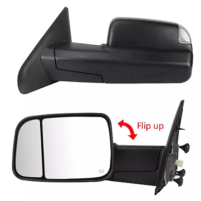 Towing Mirror For Dodge Ram 02-08 Power Heated Amber Or Smoke Signal Black Pair • $152.28