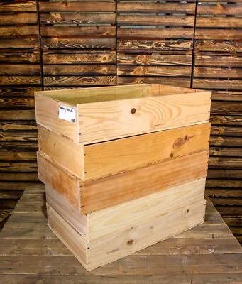 Wooden Box Crate  - SHALLOW PLAIN CLEARANCE BOXES Display Market Stall Fair Shop • £22.74