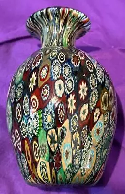 Vintage Venetian Italian Italy Murano Murrina Millefiori Blown Art Glass Vase • $63.75