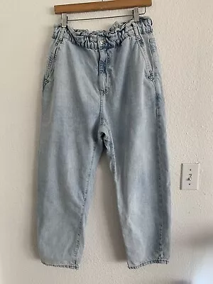 Zara Light Blue High Rise Baggy Paperbag Jeans Size 10 Retro Style 80’s 90’s • $18