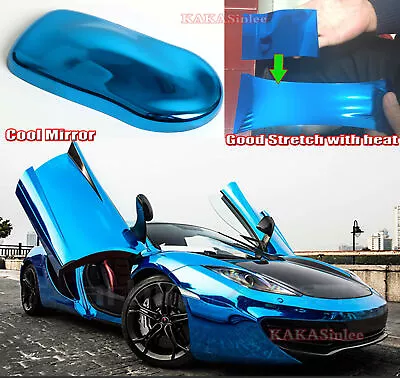 Full Car Wrap Blue Pearl Gloss Brushed Mirror Chrome Chameleon Vinyl Sticker US • $329.40