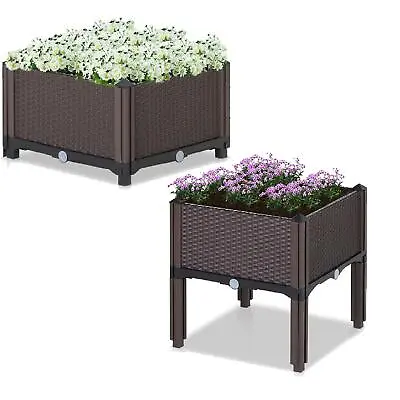 Plastic Garden Planters Flower Plant Pot Window Box Raised Bed Basket Square • £19.95