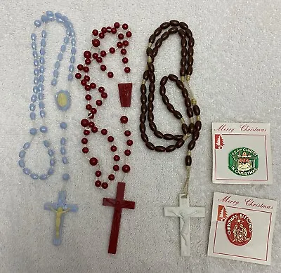 5 Vintage Religious Holy Catholic Plastic Rosary Rosaries + More • $9.99