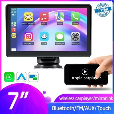 Portable 7  Wireless CarPlay Car Radio Apple Stereo Touch Screen For Android BT • $59.35