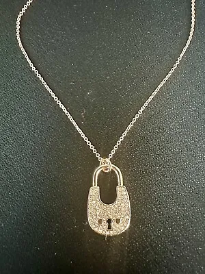 Michael Kors Locked Crystal Pave  Necklace Rose Gold 16-18 In • $59