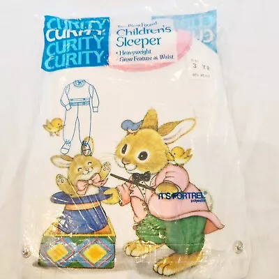 Curity 2 Piece Footed Sleeper Bunnies Vintage 1984 2 Piece  Children  3 Yr  • $24