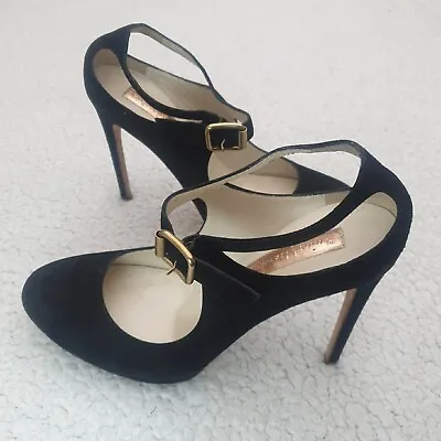 £69.94 • Buy Womans Shoes Rupert Sanderson 38 Black Suede Heels London Designer Size 5