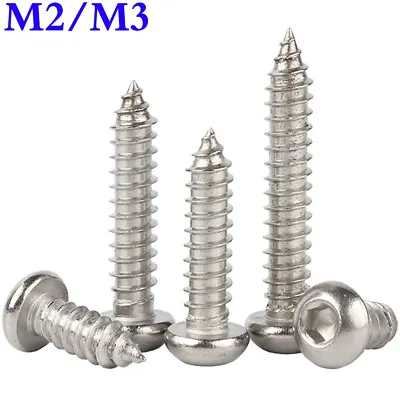 M2 M3 A2 Stainless Steel Button Head Hex Socket Screws Self Tapping Wood Screws • $7.62