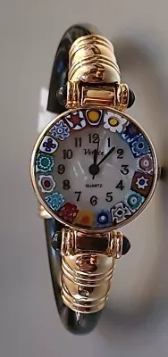 Glass Of Venice Murano Millefiori Watch With Black Lucite Band NEW TAGS • $24.50